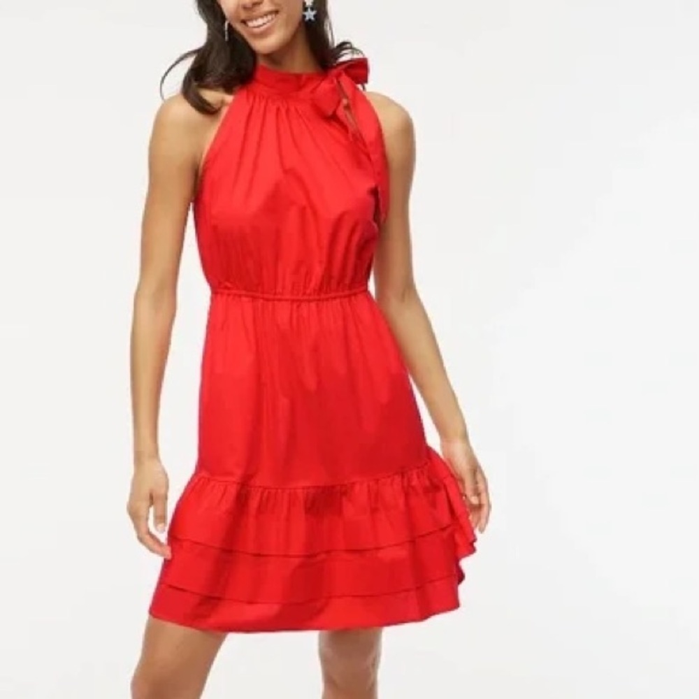 EUC JCrew Poplin halter-neck mini dress s2
